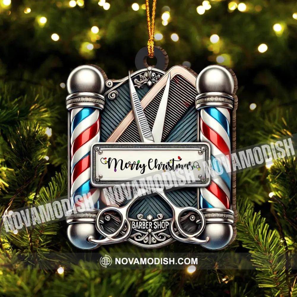 Christmas Gift Custom Ornament Name Barber Shop Decoration