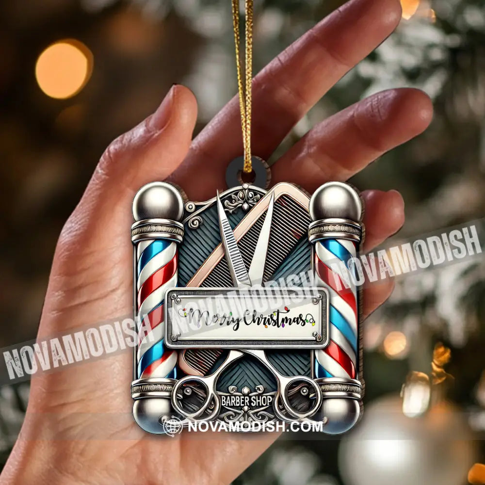 Christmas Gift Custom Ornament Name Barber Shop Decoration