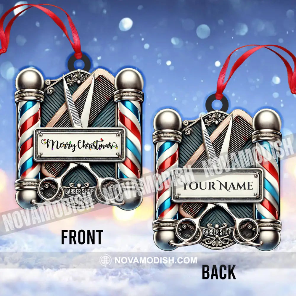 Christmas Gift Custom Ornament Name Barber Shop Decoration