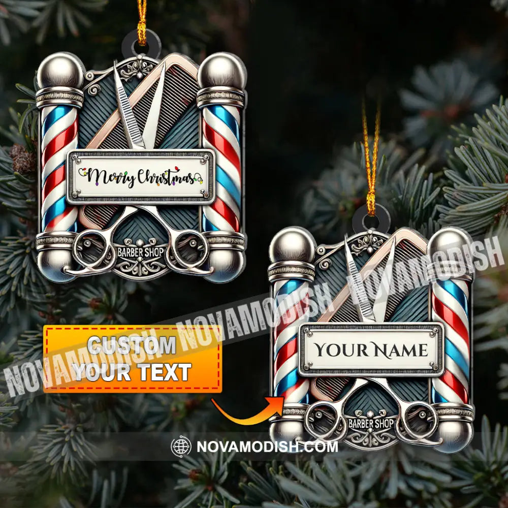 Christmas Gift Custom Ornament Name Barber Shop Decoration