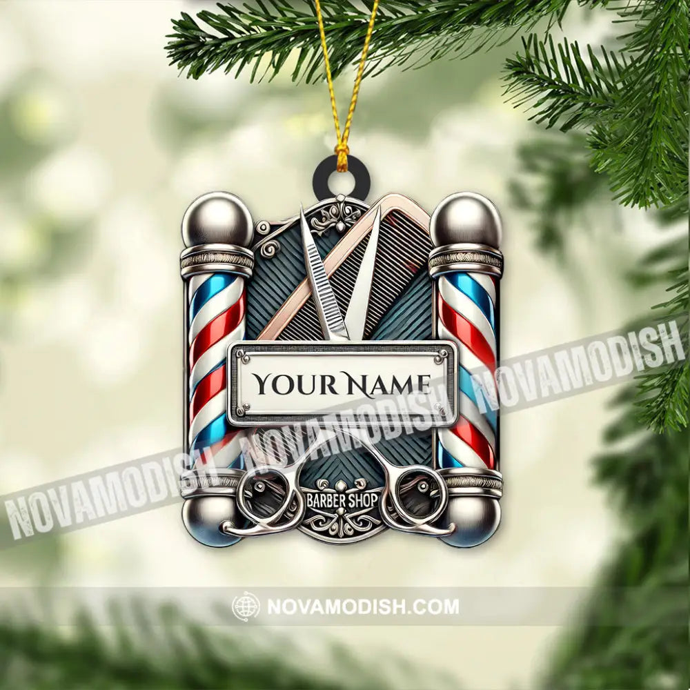 Christmas Gift Custom Ornament Name Barber Shop Decoration