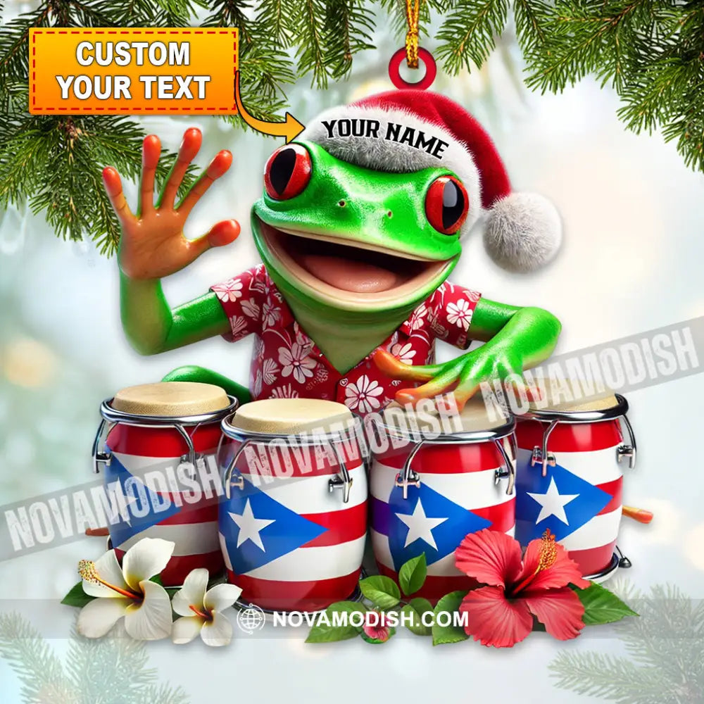 Christmas Puerto Rico Coqui Frog Home Decor Ornament Personalized 3.54’’ / 1