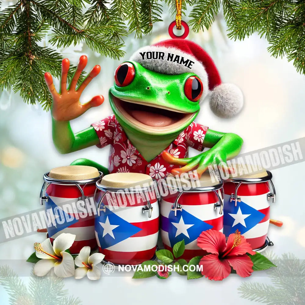 Christmas Puerto Rico Coqui Frog Home Decor Ornament Personalized