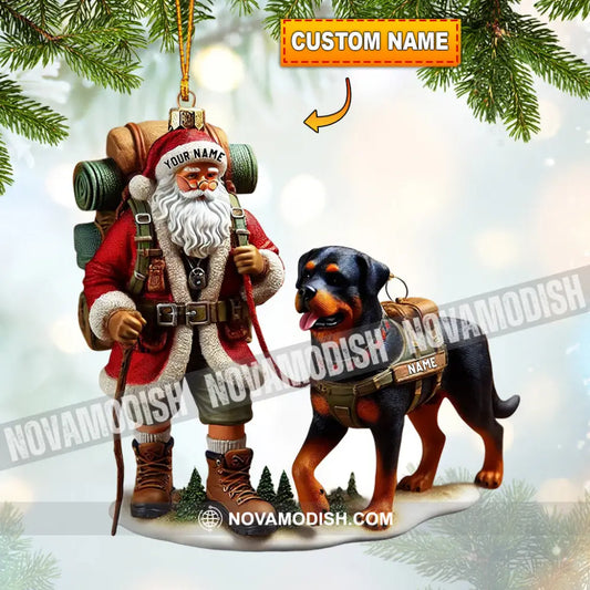 Climbing Santa And Dog Home Decor Christmas Ornament Personalized 3.54’’ / 1