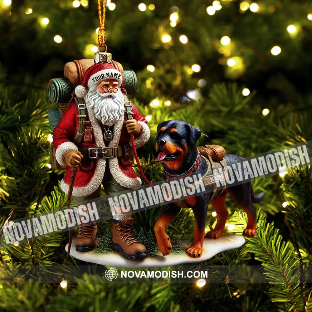 Climbing Santa And Dog Home Decor Christmas Ornament Personalized