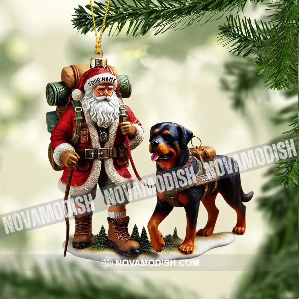 Climbing Santa And Dog Home Decor Christmas Ornament Personalized