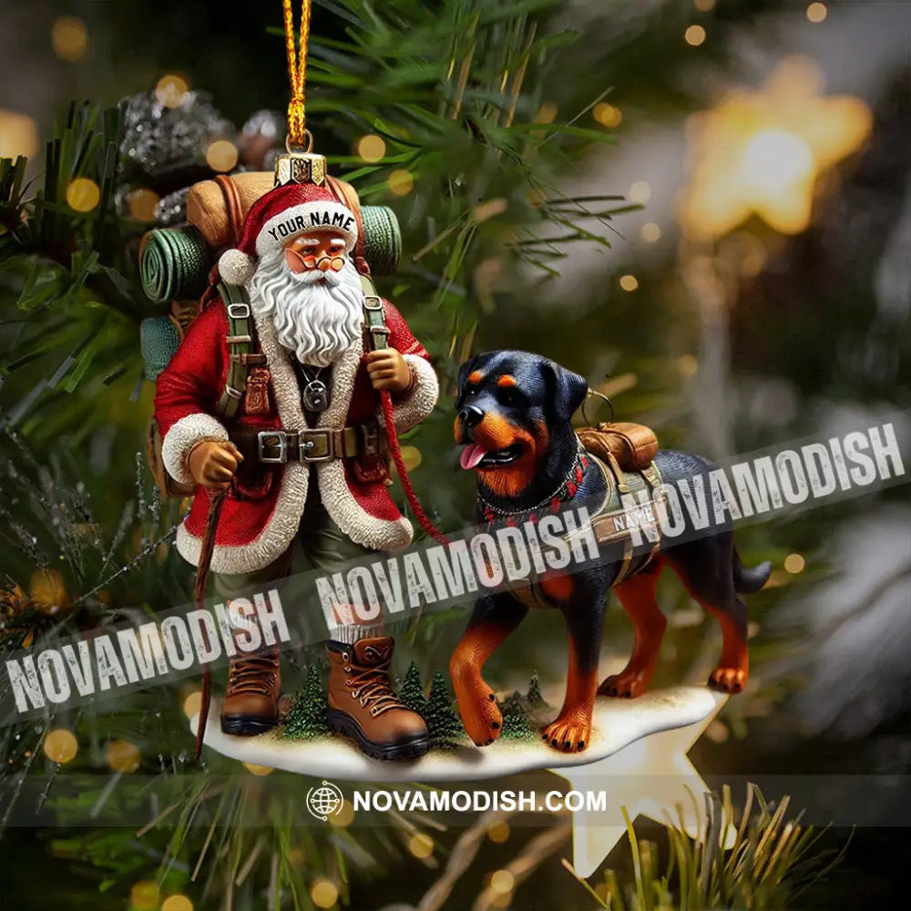 Climbing Santa And Dog Home Decor Christmas Ornament Personalized