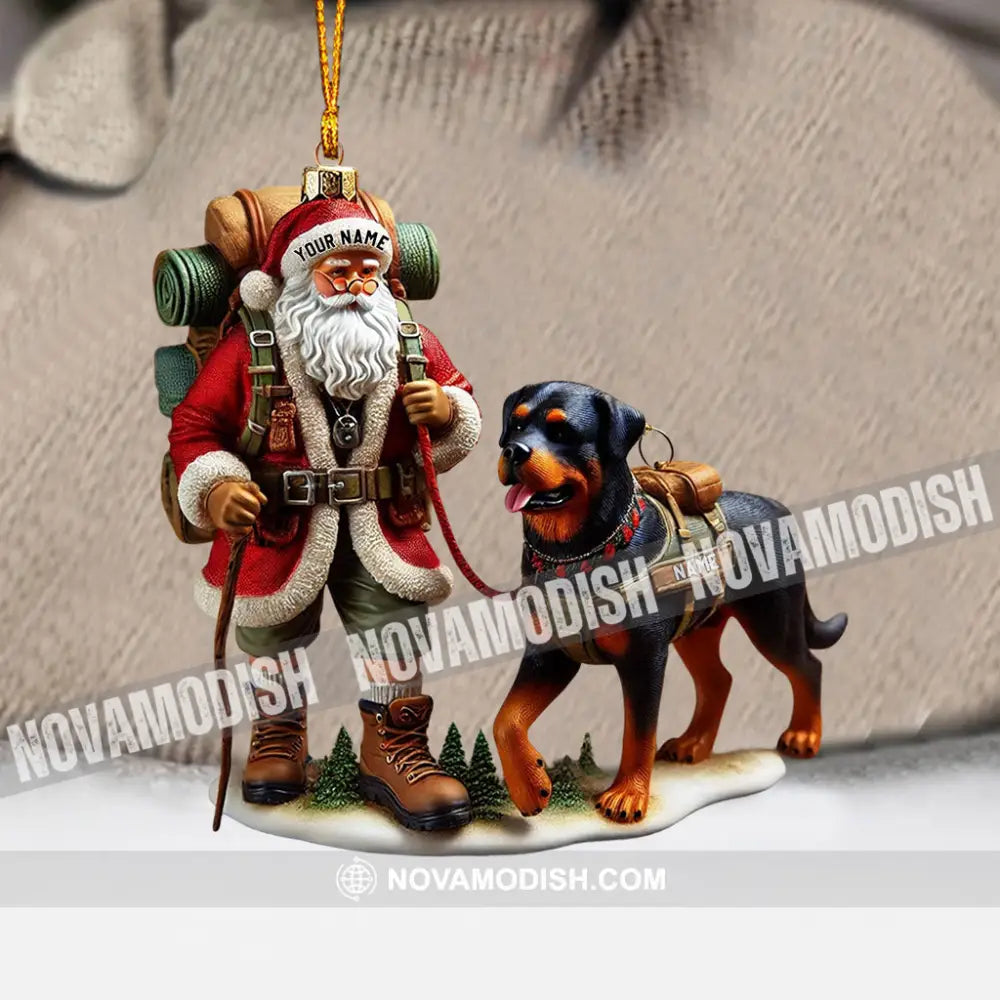 Climbing Santa And Dog Home Decor Christmas Ornament Personalized