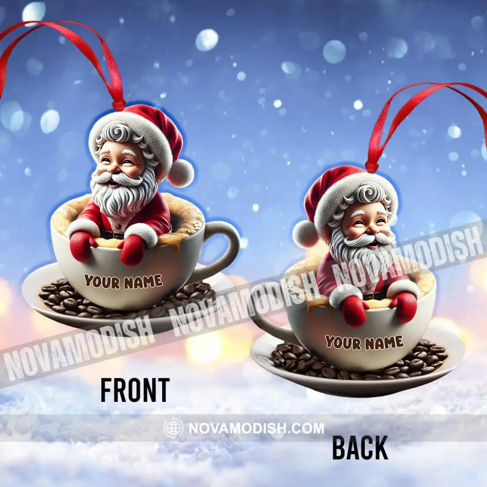 Coffee Santa Christmas Home Decor Ornament Personalized