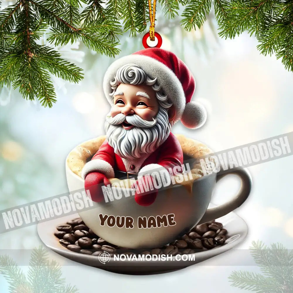 Coffee Santa Christmas Home Decor Ornament Personalized