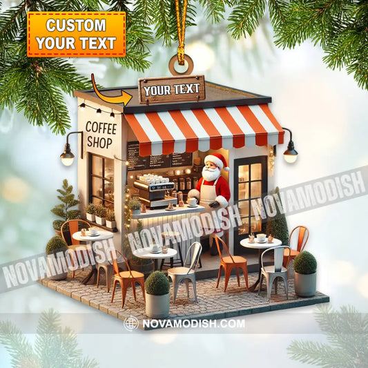 Coffee Shop Santa Christmas Ornament Personalized 3.54’’ / 1