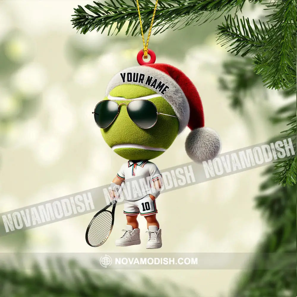 Cool Tennis Player Christmas Ornament Personalized