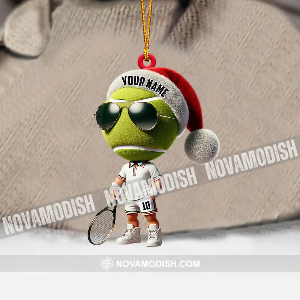 Cool Tennis Player Christmas Ornament Personalized