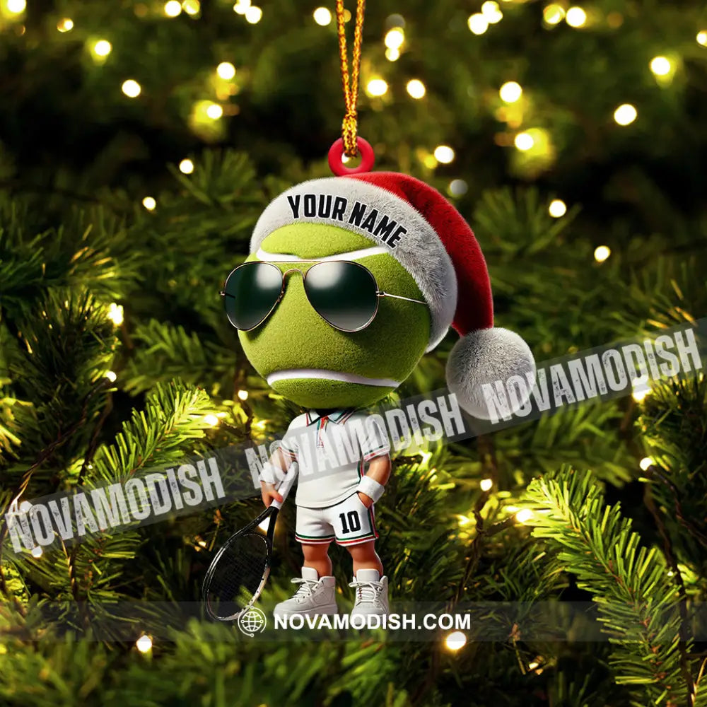 Cool Tennis Player Christmas Ornament Personalized