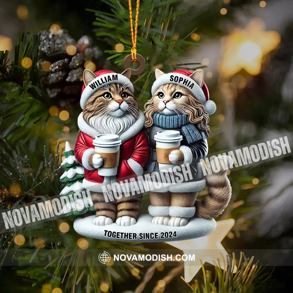 Couple Cats Home Decor Christmas Ornament Personalized