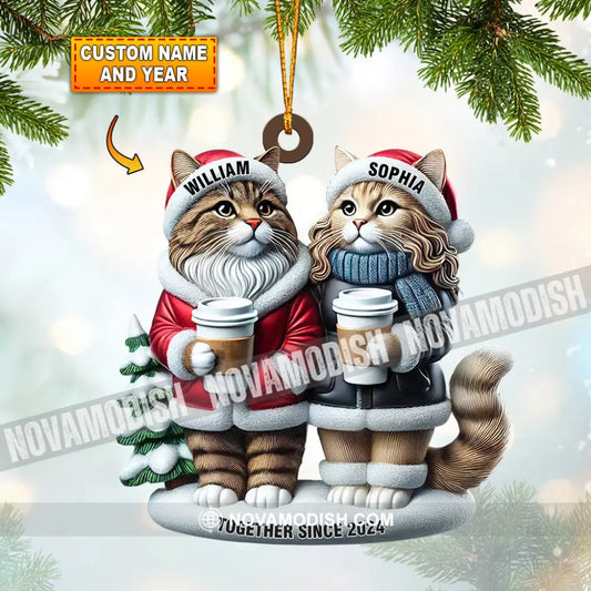 Couple Cats Home Decor Christmas Ornament Personalized 3.54’’ / 1