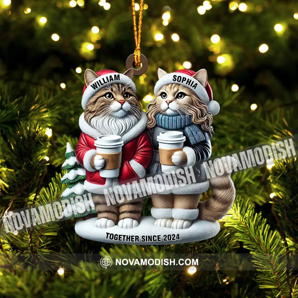 Couple Cats Home Decor Christmas Ornament Personalized