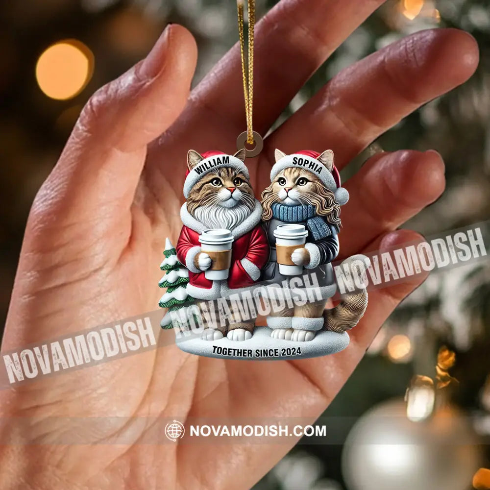 Couple Cats Home Decor Christmas Ornament Personalized