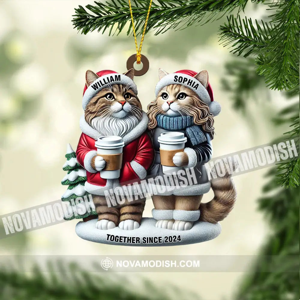 Couple Cats Home Decor Christmas Ornament Personalized