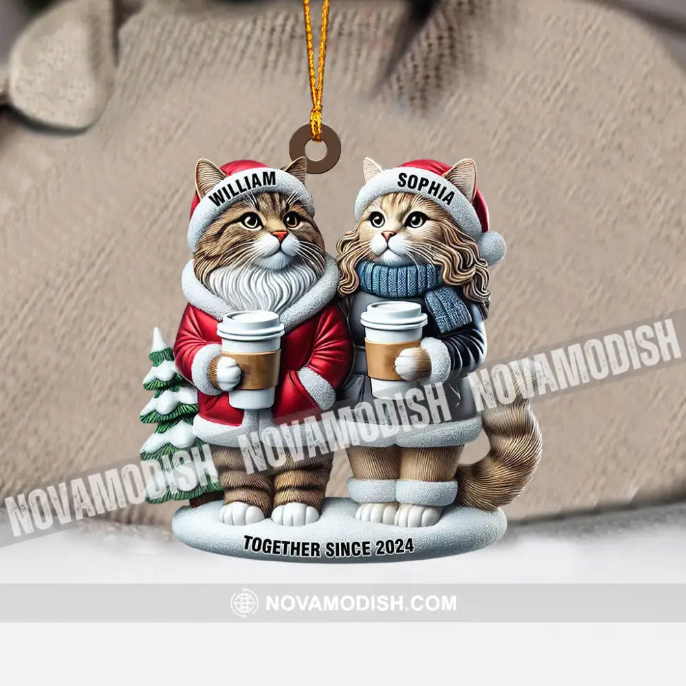 Couple Cats Home Decor Christmas Ornament Personalized