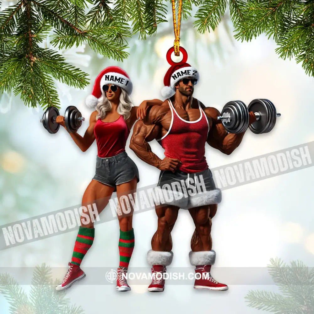 Couple Dumbbell Push Home Decor Christmas Ornament Personalized