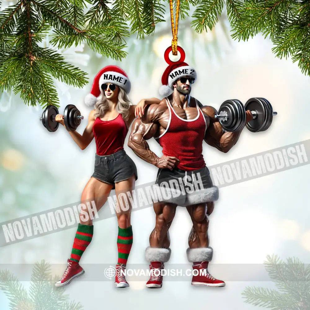 Couple Dumbbell Push Home Decor Christmas Ornament Personalized