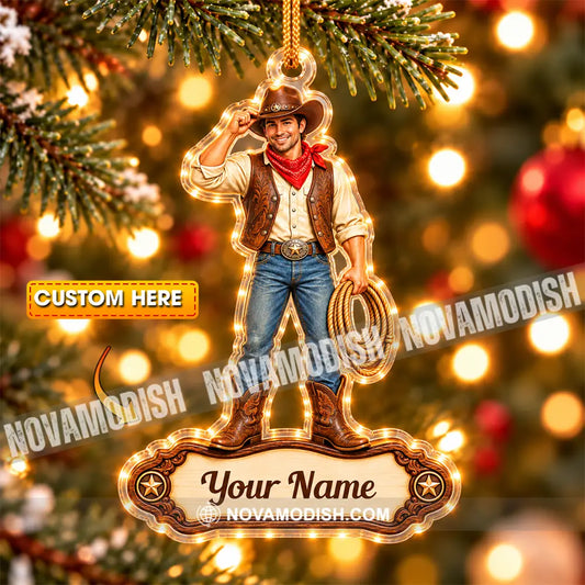 Cowboy Home Decor Christmas Ornament Personalized Ornament - 3.54’’ / 1 Ornament - Ornament