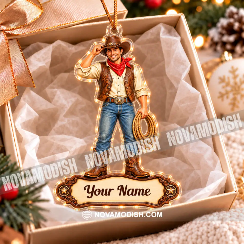 Cowboy Home Decor Christmas Ornament Personalized Ornament - Ornament