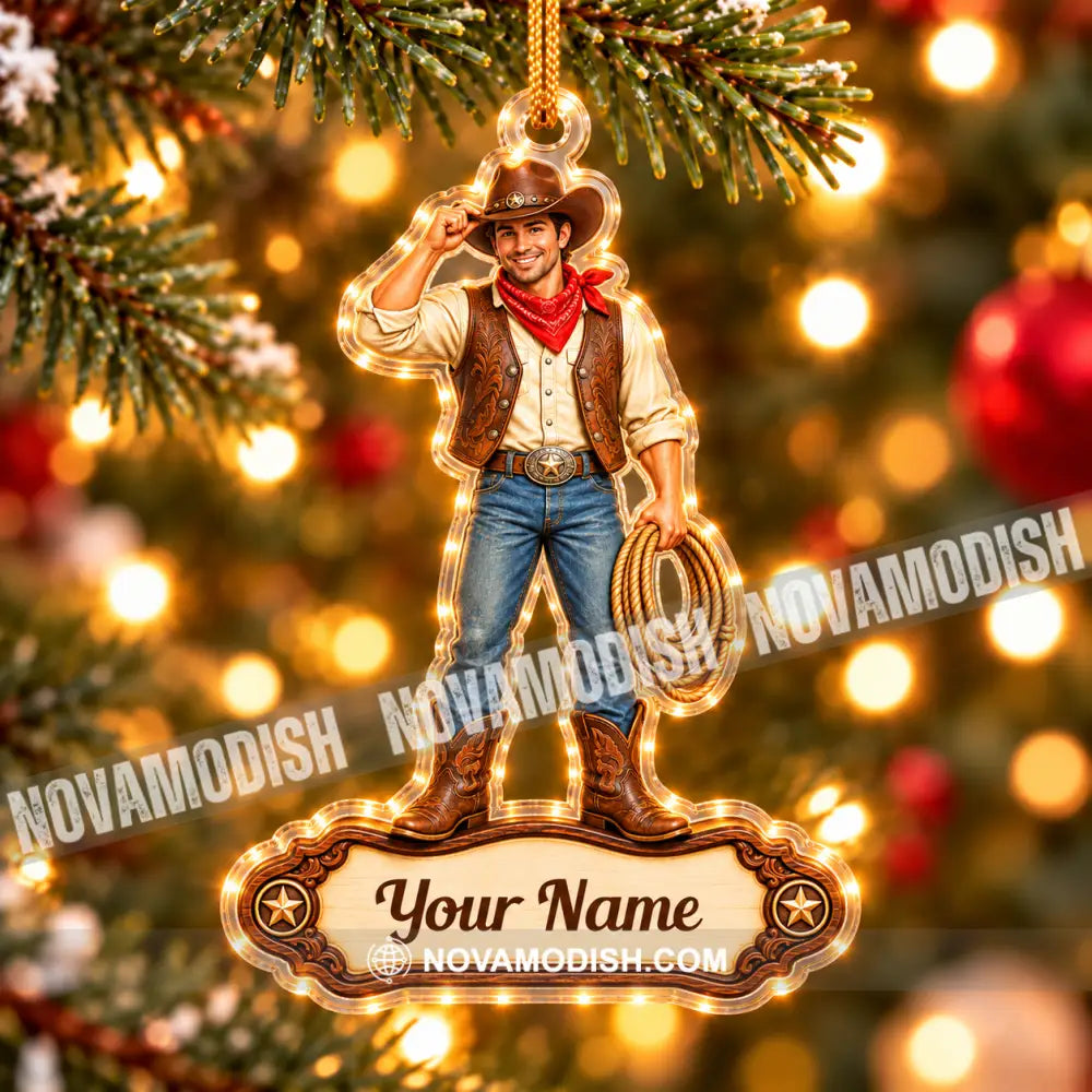 Cowboy Home Decor Christmas Ornament Personalized Ornament - Ornament