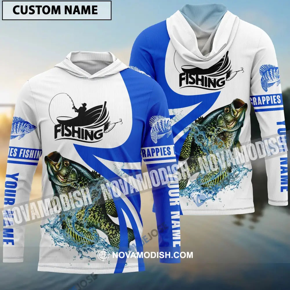 Crappie Fishing Personalized White Blue 3D Shirt Long Sleeve 05.06