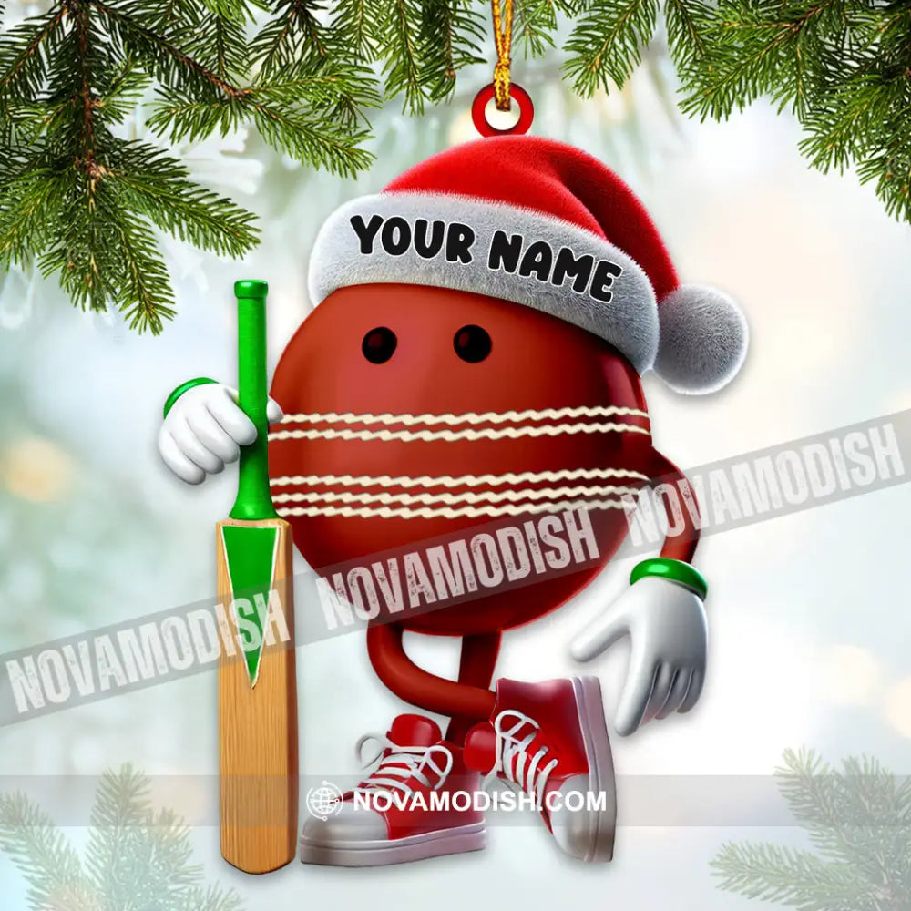 Cricket Ball Christmas Ornament Personalized