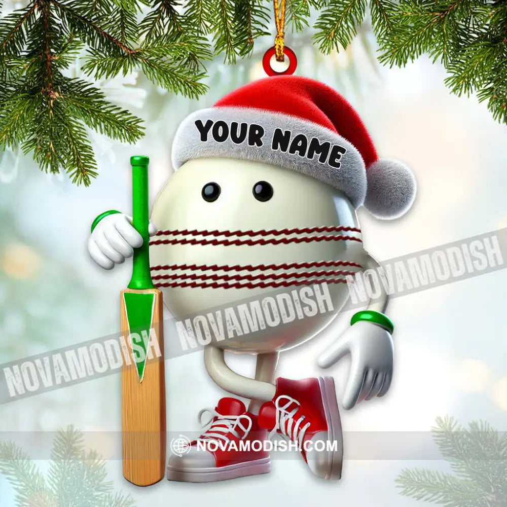 Cricket Ball Christmas Ornament Personalized