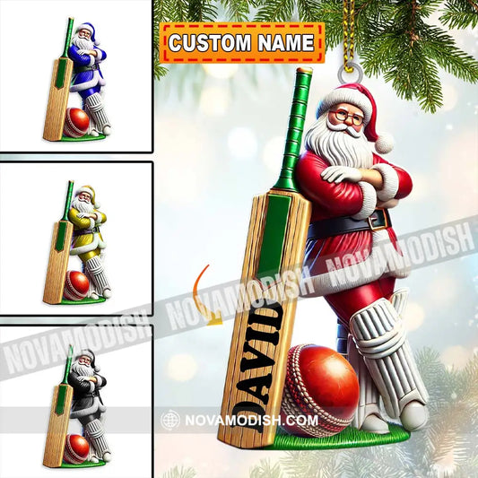 Cricket Ball Ready Santa Christmas Ornament Personalized 3.54’’ / 1