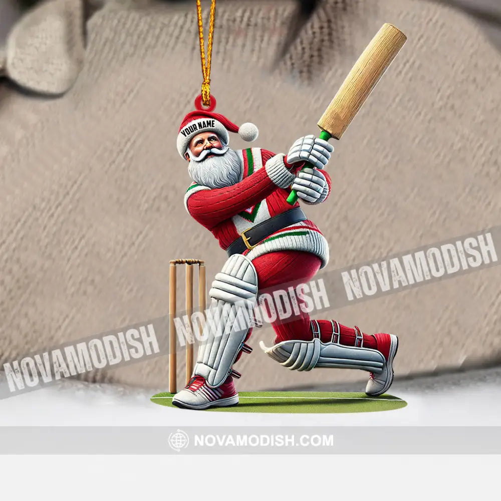 Cricket Ball Santa Pose Christmas Ornament Personalized