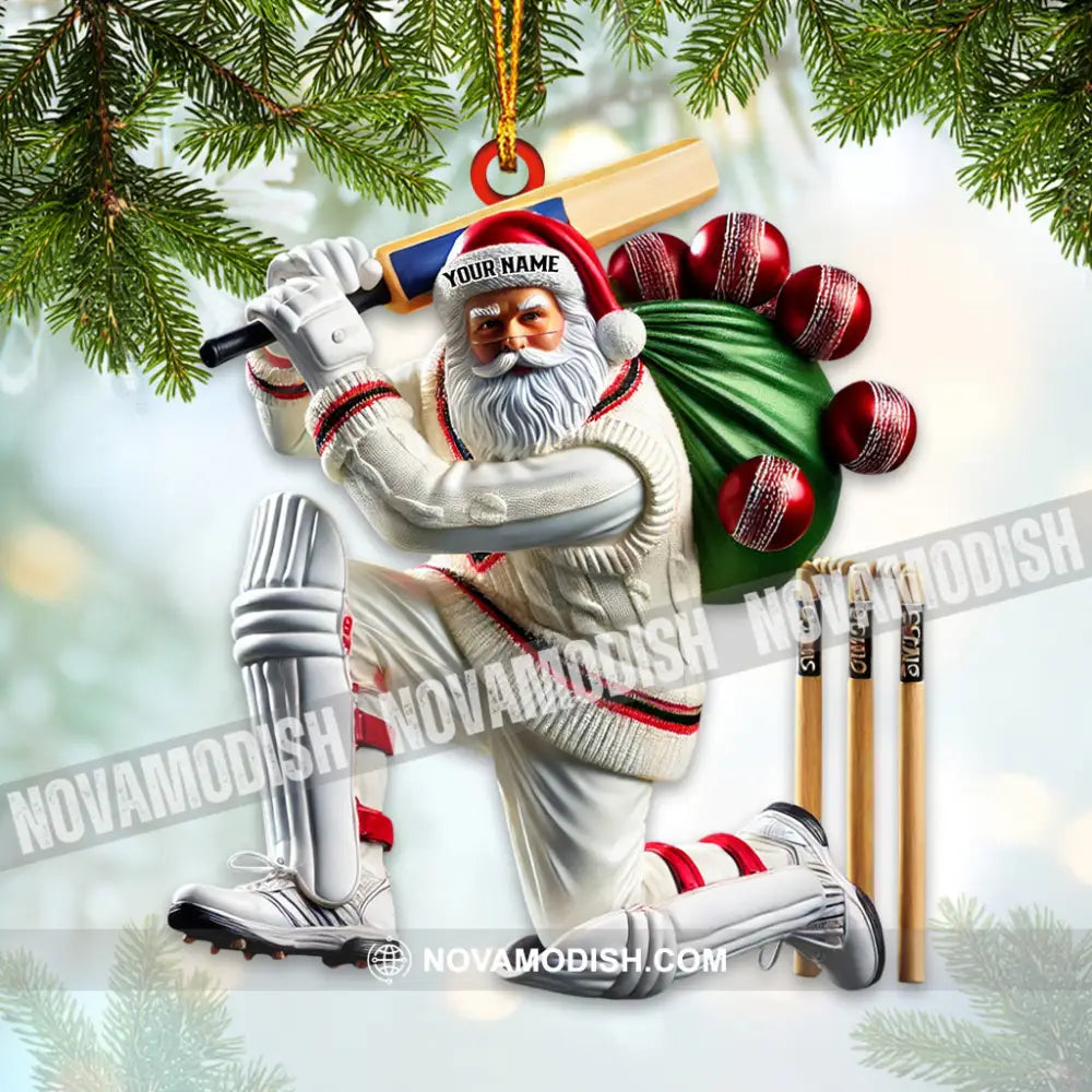 Cricket Bat Lover Christmas Home Decor Ornament Personalized