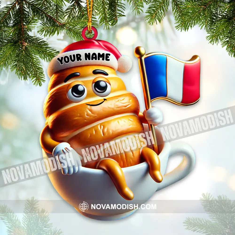 Croissant Christmas Ornament Personalized