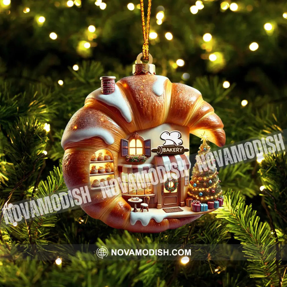 Croissant Shop Home Decor Christmas Ornament Personalized