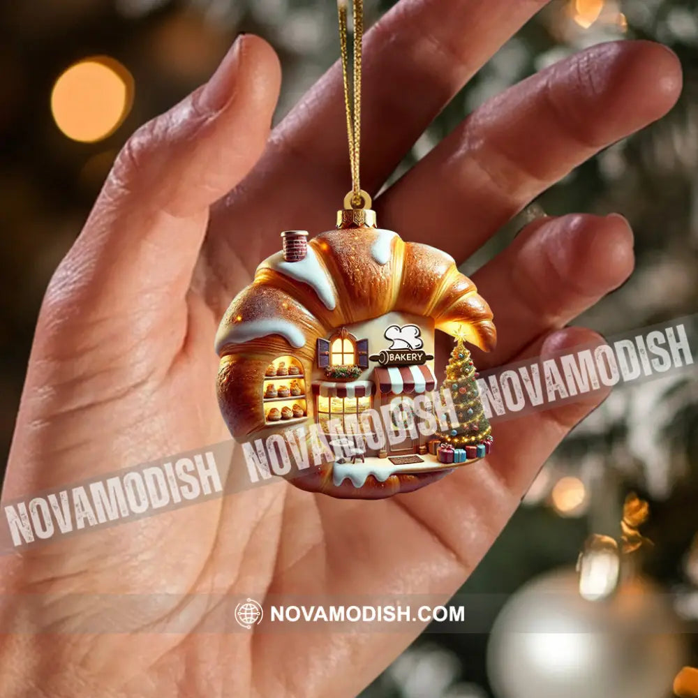 Croissant Shop Home Decor Christmas Ornament Personalized