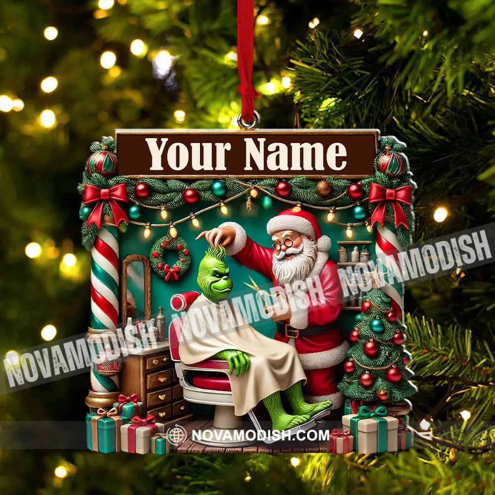 Custom Barber Santa Ornament Personalized