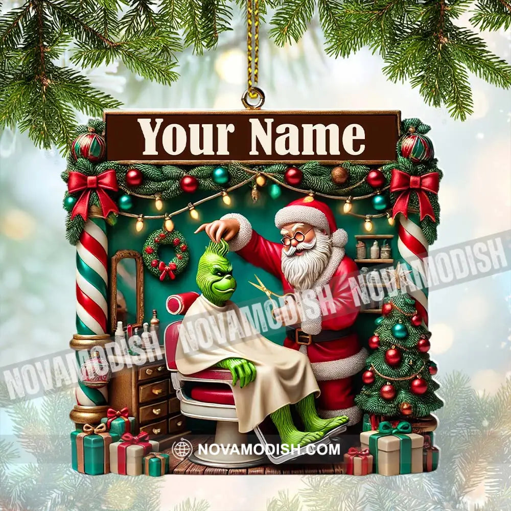 Custom Barber Santa Ornament Personalized