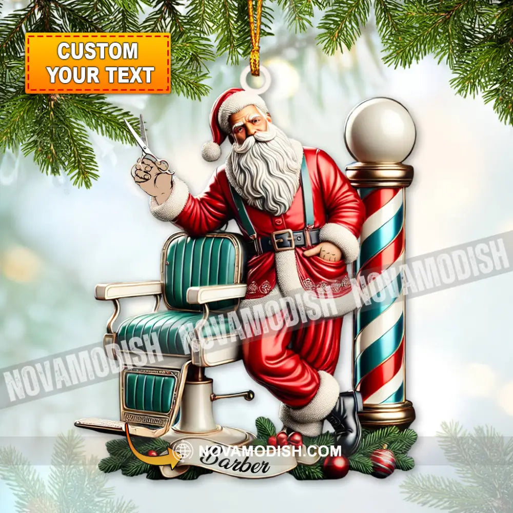 Custom Barber Santa Ornament Personalized 3.54’’ / 1