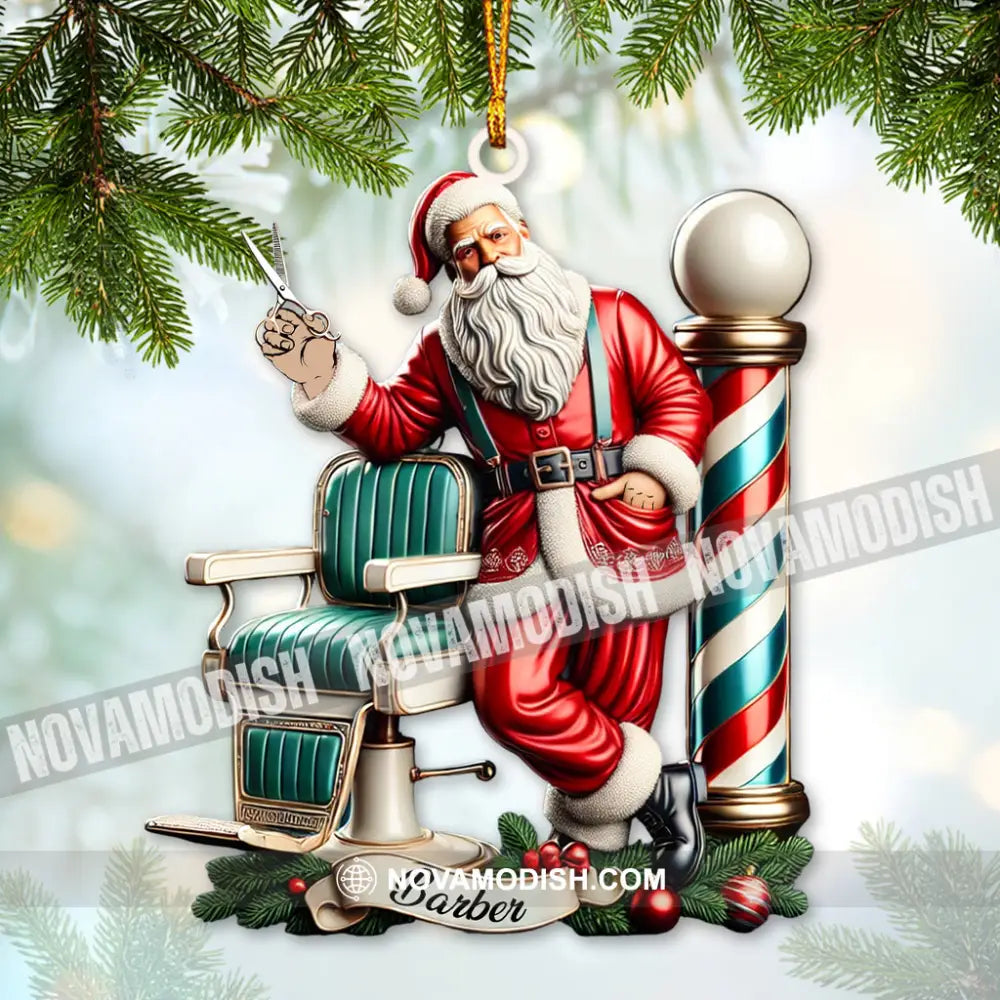 Custom Barber Santa Ornament Personalized