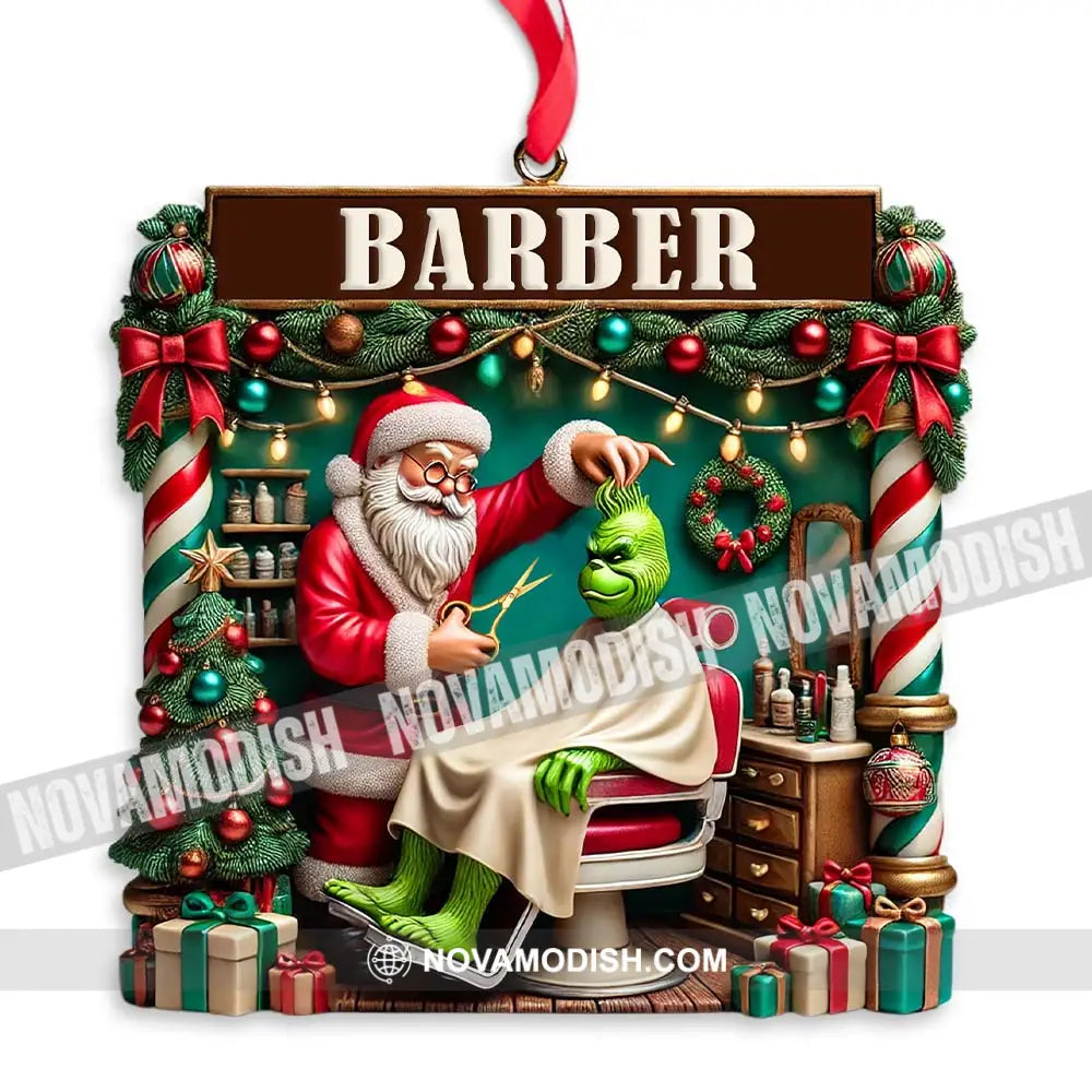 Custom Barber Santa Ornament Personalized