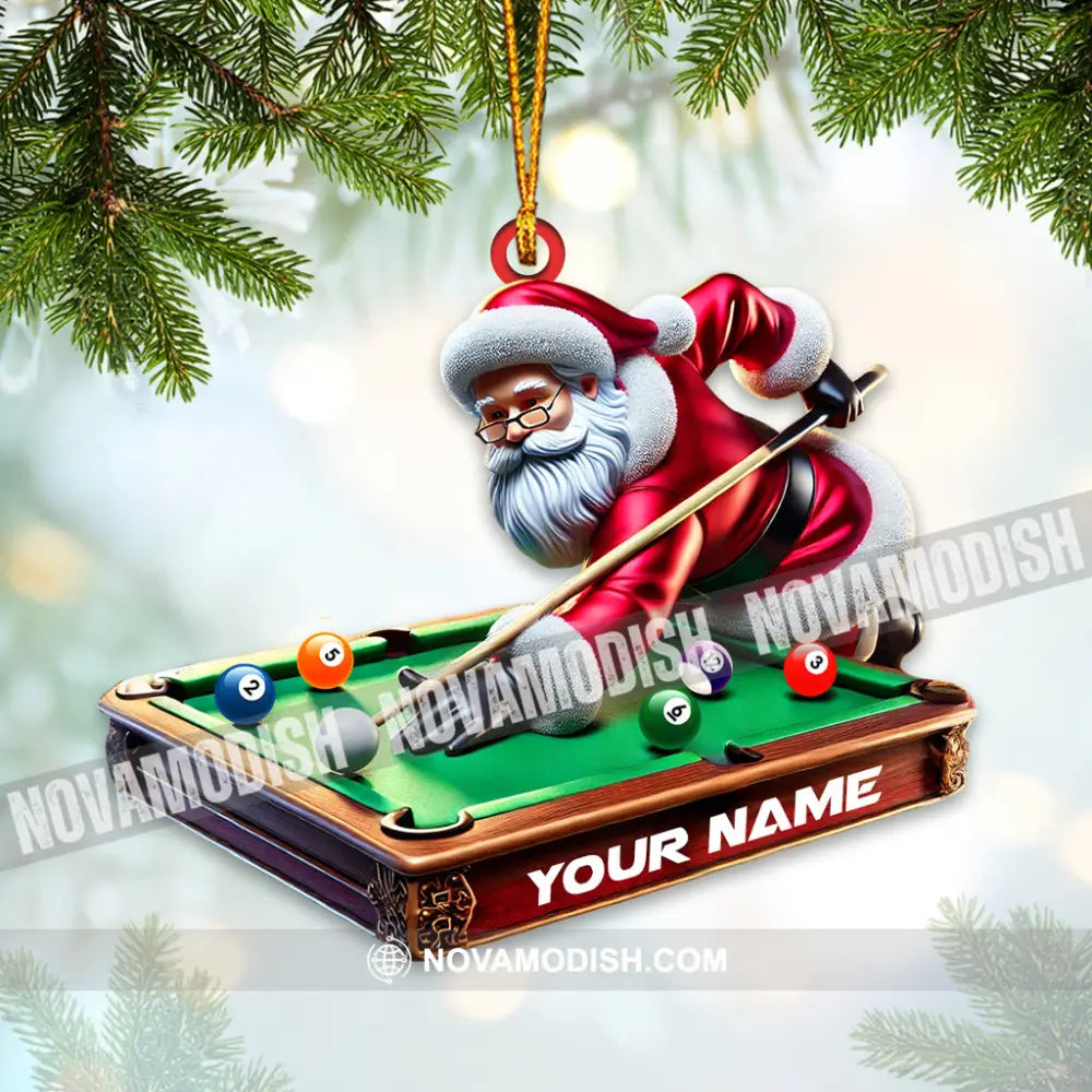 Custom Billiard And Santa Ornament Personalized