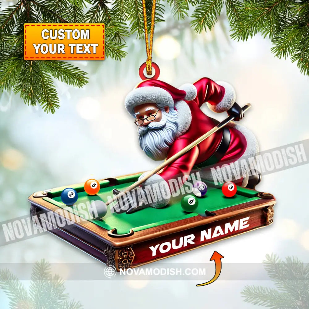 Custom Billiard And Santa Ornament Personalized 3.54’’ / 1