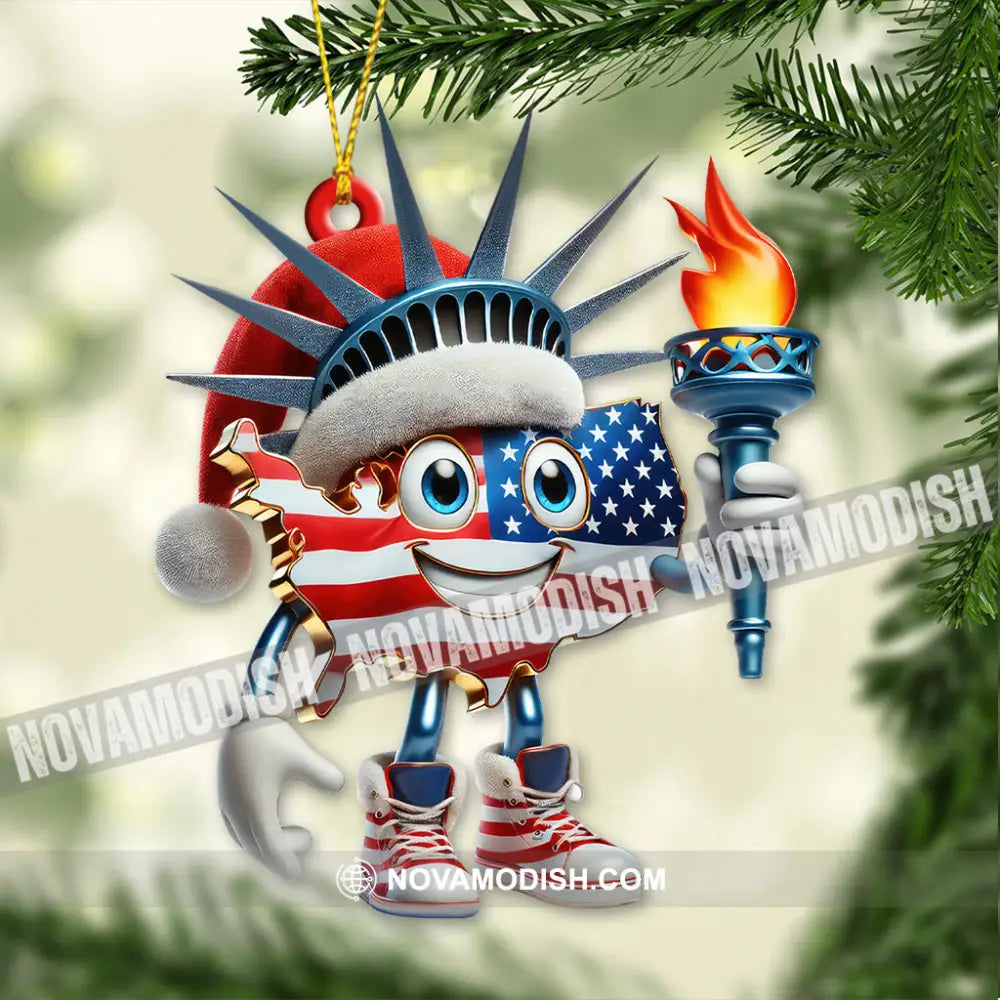 Custom Name American Christmas Ornament America Lover Gift 3.54’’ / 1