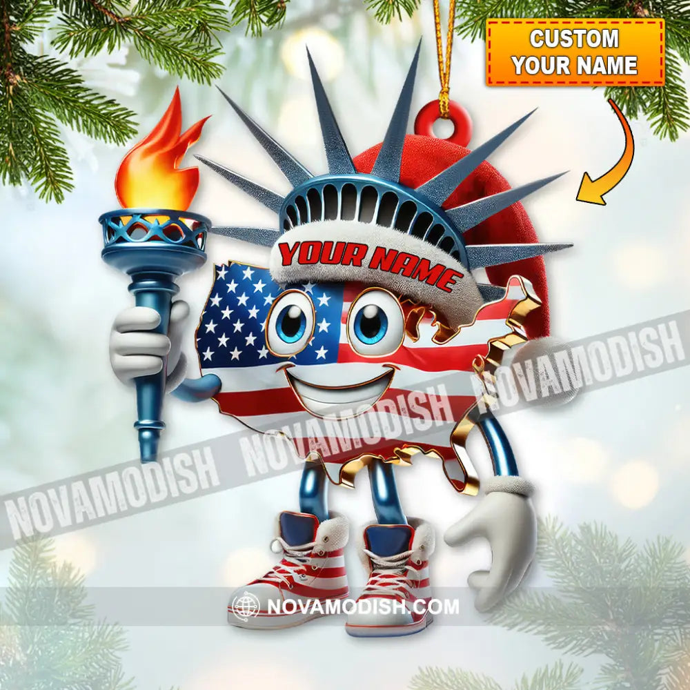 Custom Name American Christmas Ornament America Lover Gift