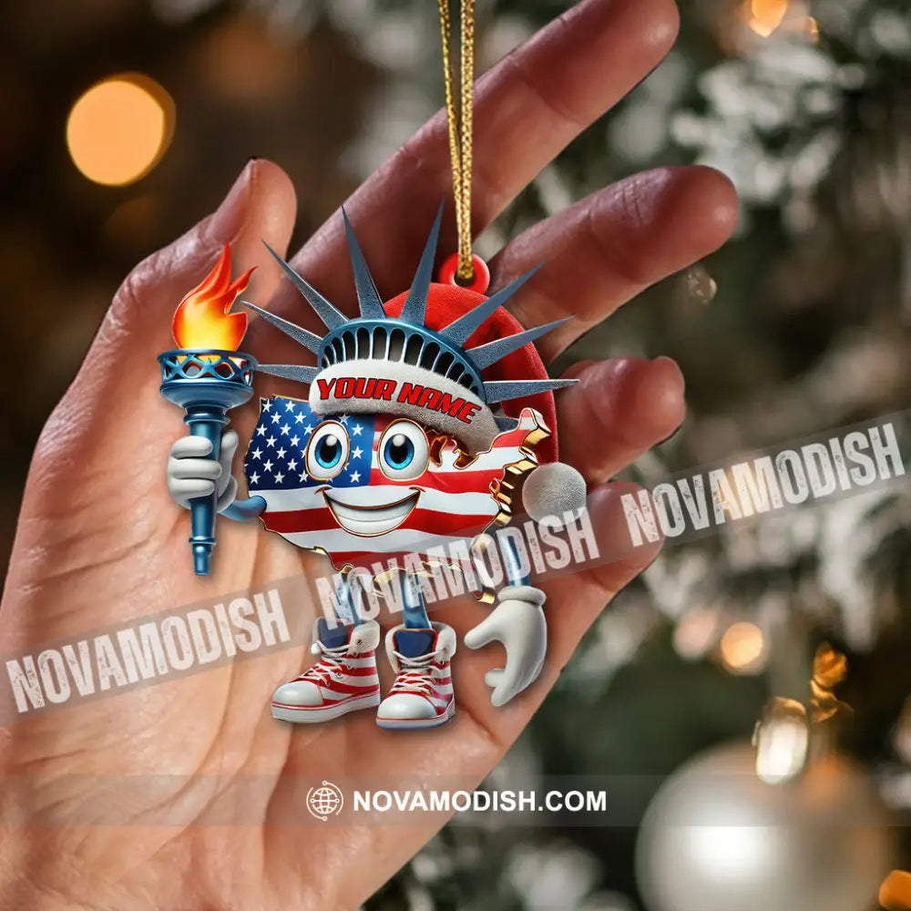 Custom Name American Christmas Ornament America Lover Gift