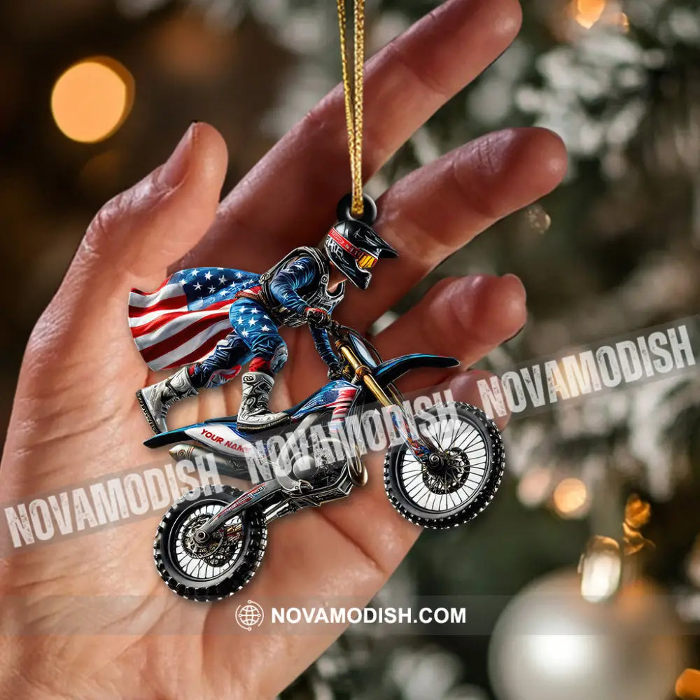 Custom Name American Motocross Ornament Christmas Gift