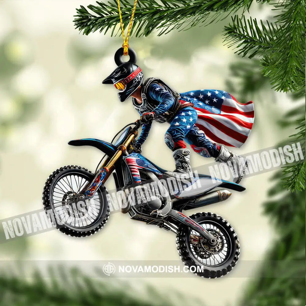 Custom Name American Motocross Ornament Christmas Gift 3.54’’ / 1